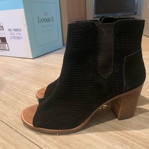 TOMS Black Heeled Peep Toe Sandals